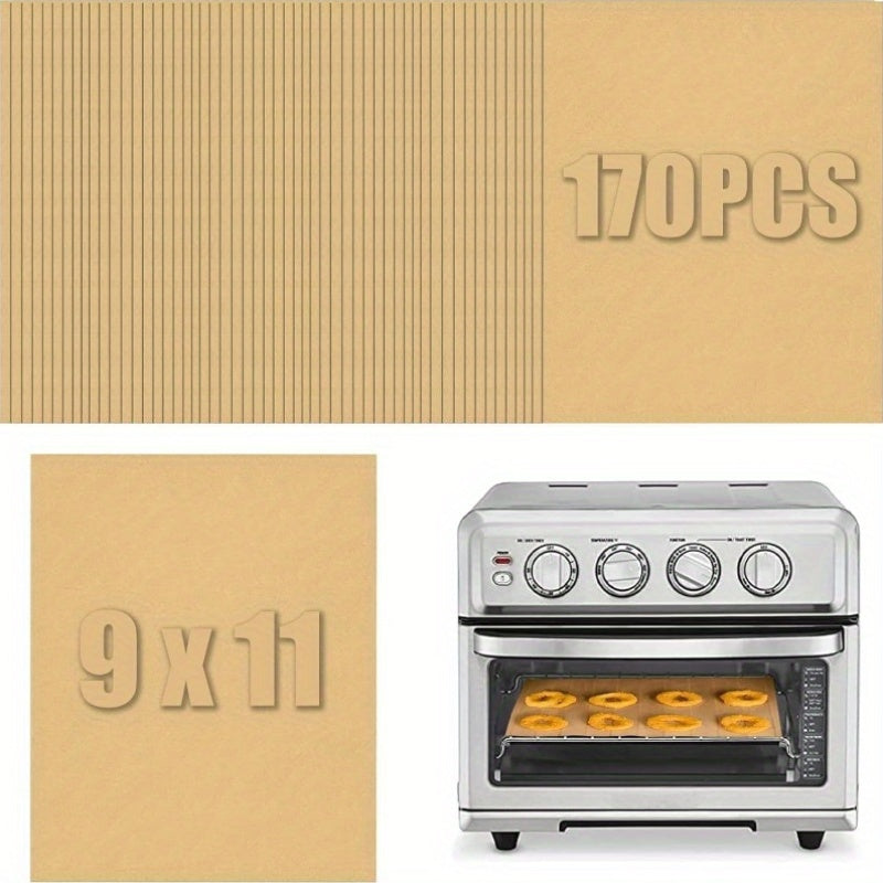 170pcs 9x11 Inch Rectangular Parchment Paper Sheets - Disposable Air Fryer Liners for Emeril, Lagasse, Foodi Instant Pot & More, Non-Stick, Easy Cleanup, Perfect for Baking, Roasting & Microwave Cooking, Baking Essentials | Rectangular Liners | Nonstick