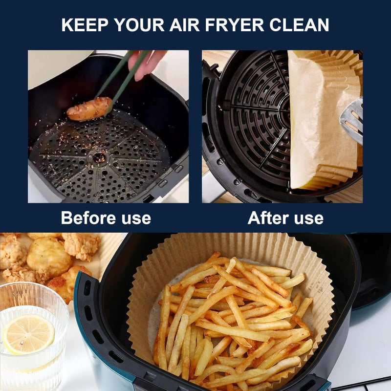 600pcs Extra Large 7.9 Inch Non-Stick Air Fryer Baking Papers - Heavy Duty Parchment Liners, 428°C Heat-Resistant, Compatible with Instant Pot, Oven, Microwave, Toaster Oven, for Fryer, Convection Oven - Disposable, Stackable, Precise Fit for 5-8QT Basket