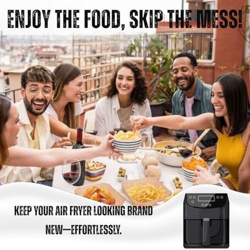 200pcs Heavy-Duty Non-Stick Air Fryer Liners - Oil-Proof, Waterproof, Pre-Cut Rounded edges for 5-8QT Fryers, Oven, Microwave, toaster ovens - Parchment Paper Sheets (200 Count) - Easy Cleanup, Mess-Free Cooking, Food Safe - Compatible with Most Air