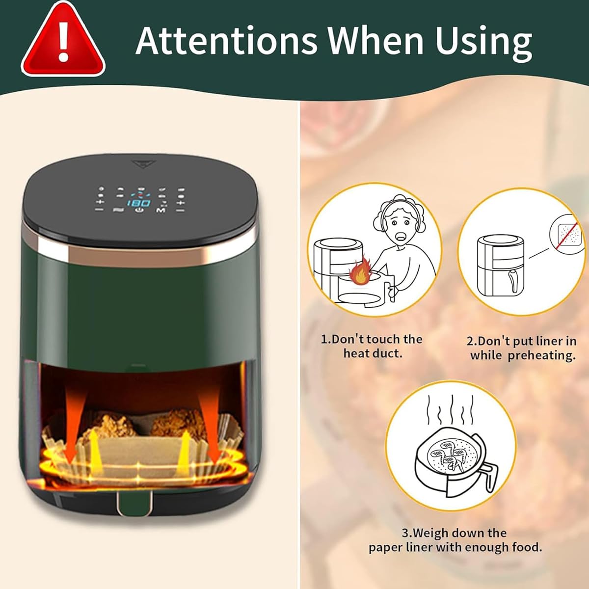 125pcs Disposable Air Fryer Liners - Non-Stick, Food Grade, 6.3" Round Parchment Paper for Baking, Roasting & Cooking - Perfect for Air Fryers, Ovens & Microwaves, Air Fryer Accessories, Baking Essentials, Round Liners, Nonstick Surface