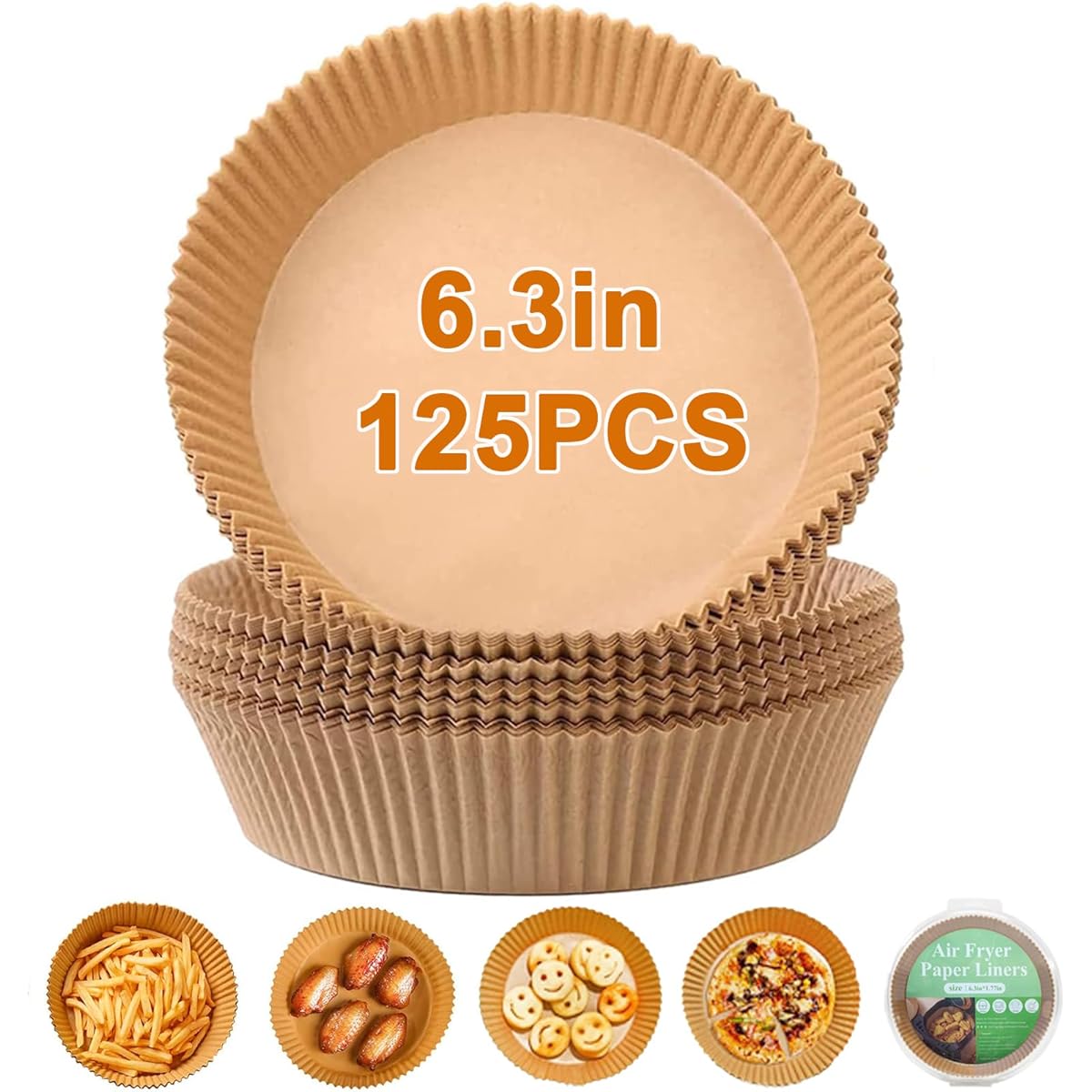125pcs Disposable Air Fryer Liners - Non-Stick, Food Grade, 6.3" Round Parchment Paper for Baking, Roasting & Cooking - Perfect for Air Fryers, Ovens & Microwaves, Air Fryer Accessories, Baking Essentials, Round Liners, Nonstick Surface