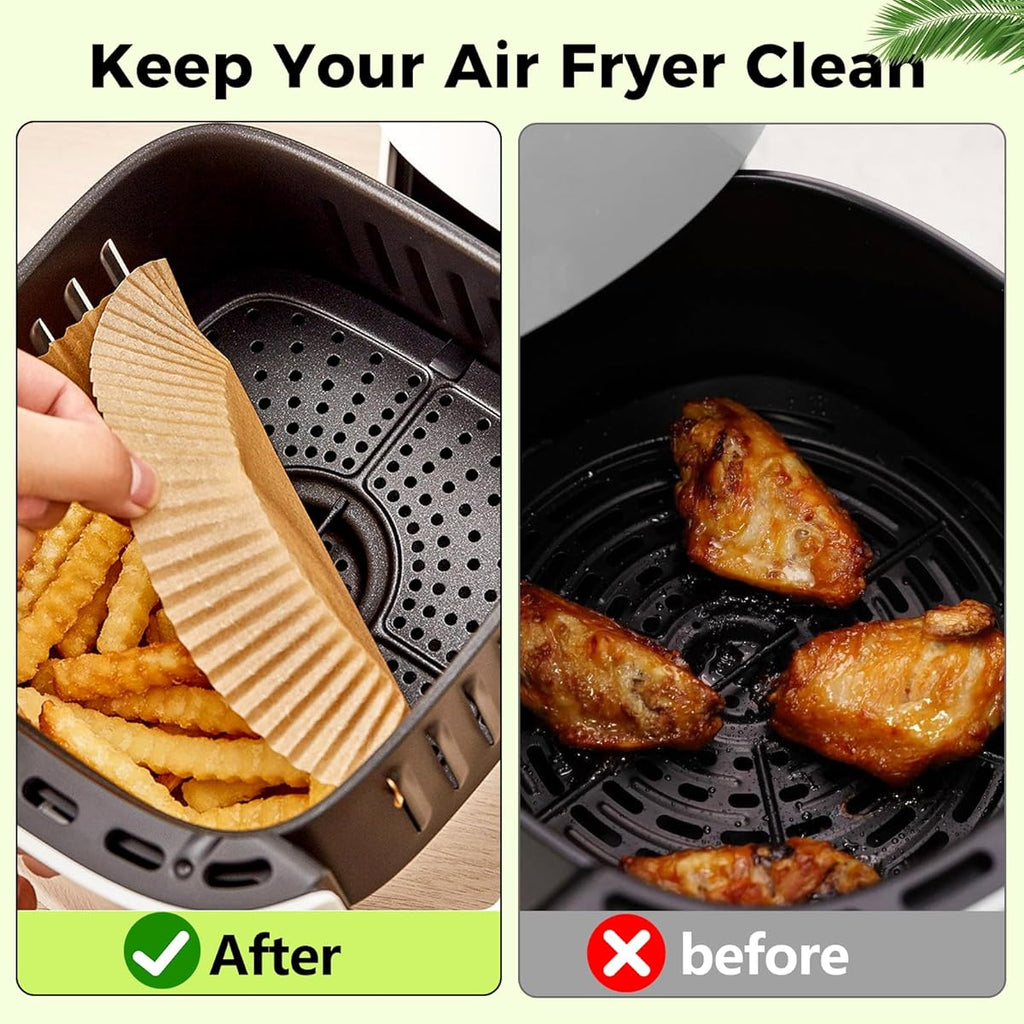 Ctizne Air Fryer Paper Liners Disposable, 200pcs 8inch Airfryer Oven Insert Parchment Paper Sheets Round, Non Stick Food Grade Baking Liner for 5Qt/6Qt/7Qt/8Qt Air Fryer Basket, Air Fryer Liners Non Stick, Special Paper for Airfryer, Air Fryer Butter