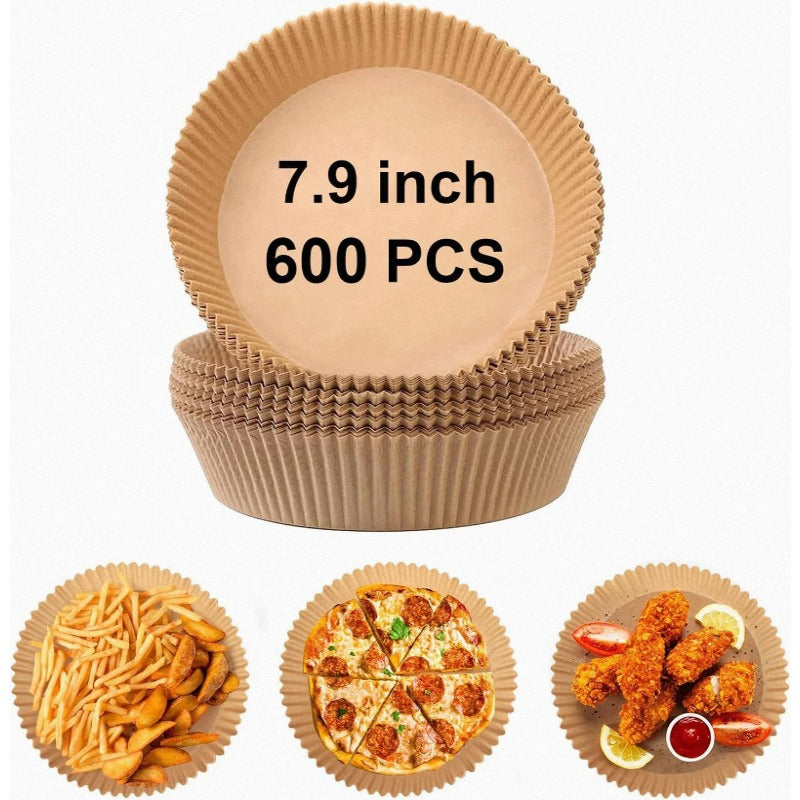 600pcs Extra Large 7.9 Inch Non-Stick Air Fryer Baking Papers - Heavy Duty Parchment Liners, 428°C Heat-Resistant, Compatible with Instant Pot, Oven, Microwave, Toaster Oven, for Fryer, Convection Oven - Disposable, Stackable, Precise Fit for 5-8QT Basket