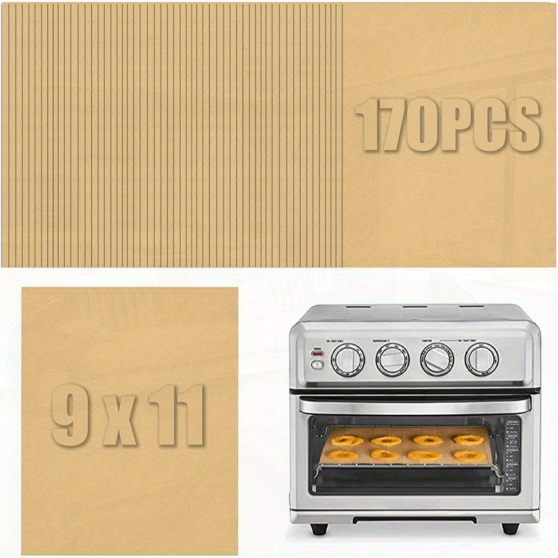 170pcs 9x11 Inch Rectangular Parchment Paper Sheets - Disposable Air Fryer Liners for Emeril, Lagasse, Foodi Instant Pot & More, Non-Stick, Easy Cleanup, Perfect for Baking, Roasting & Microwave Cooking, Baking Essentials | Rectangular Liners | Nonstick