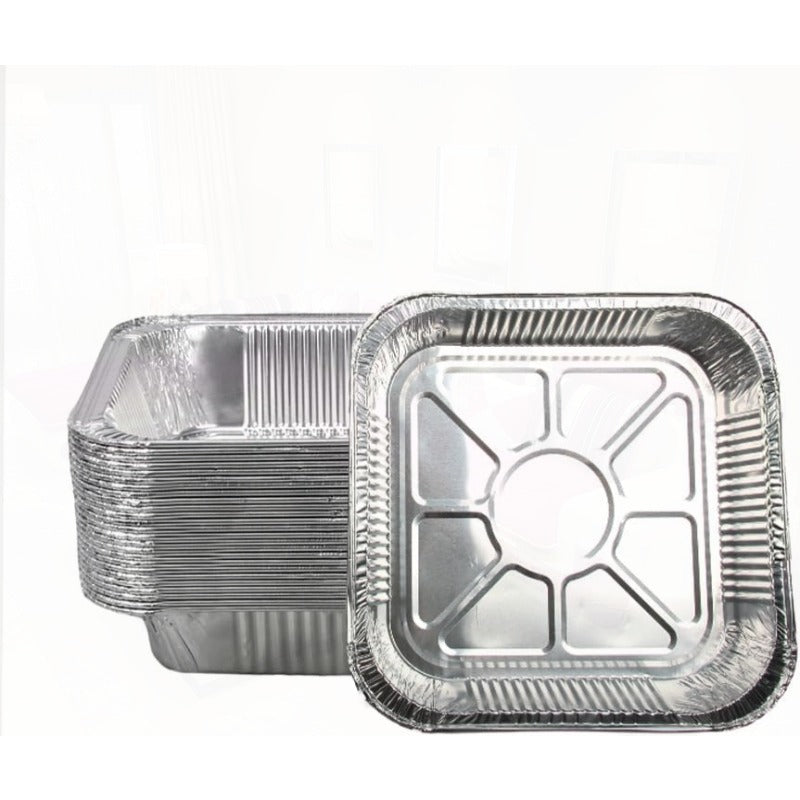 50pcs Heavy-Duty Non-Stick Disposable Aluminum Foil Air Fryer Liners - 7x7 Inch Square Pans with Rounded Corners, 600°C Heat-Resistant, Greaseproof & High Quality for Instant Pot, Oven, Grill, Steamer Basket - Stackable, Induction-Safe (Compatible with