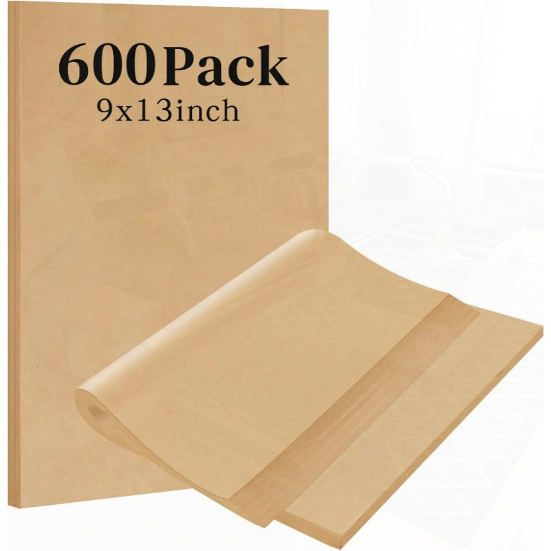 600pcs Unbleached Parchment Paper Sheets for Baking 9 X 13 Inch Nonstick Precut Quarter Sheet Size Parchment Paper for Baking Cooking Air Fryer Oven 9X13600Pack