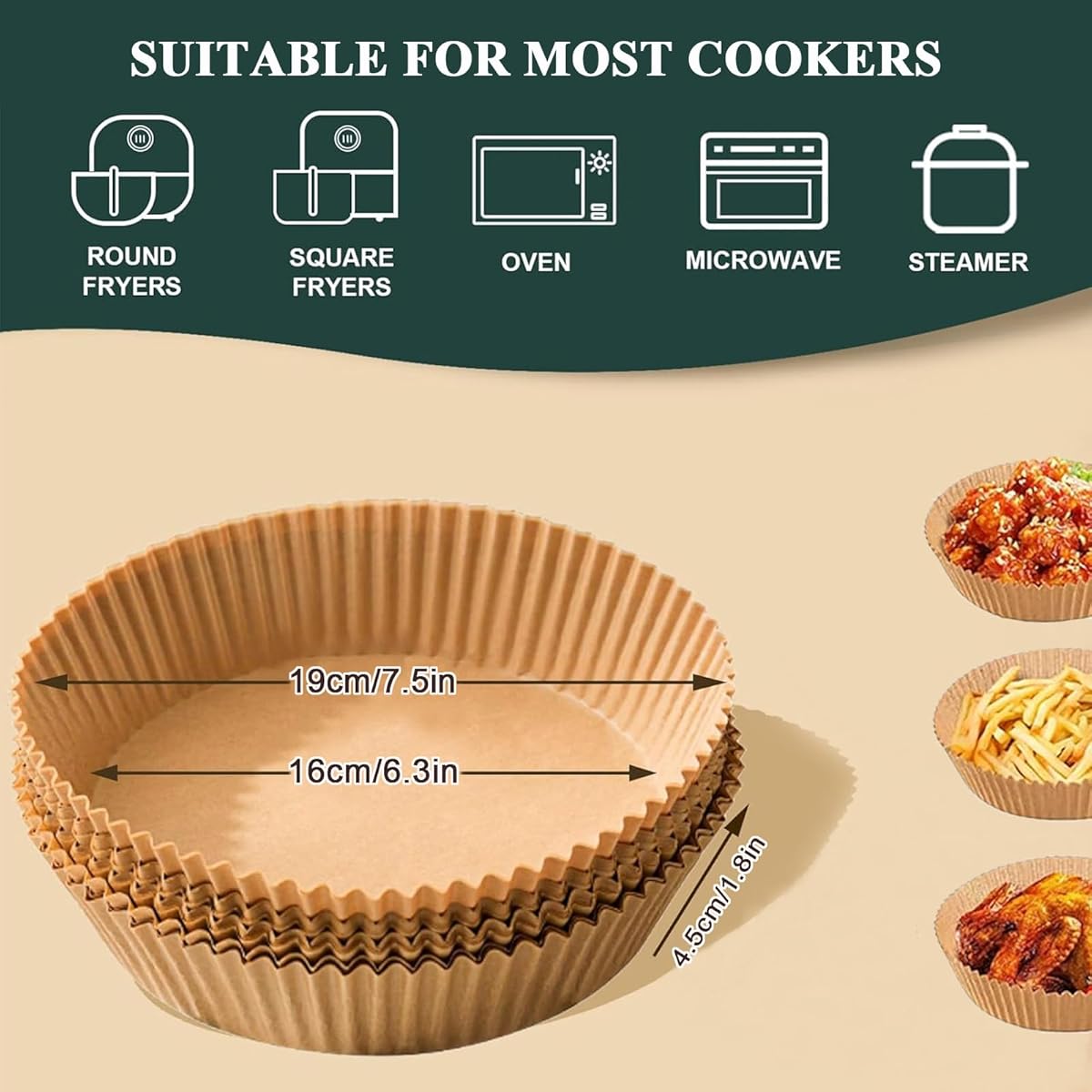125pcs Disposable Air Fryer Liners - Non-Stick, Food Grade, 6.3" Round Parchment Paper for Baking, Roasting & Cooking - Perfect for Air Fryers, Ovens & Microwaves, Air Fryer Accessories, Baking Essentials, Round Liners, Nonstick Surface