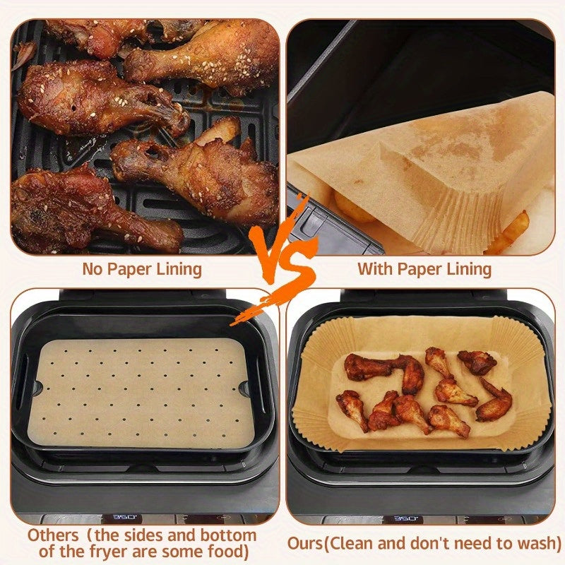 120pcs Ninja Smart XL Air Fryer Liners - Non-Stick, Heat-Resistant up to 400°F (200°C), Compatible with for Ninja Foodi Air Fryer, Rectangular Parchment Paper Sheets for Easy Cooking, Fits XL Basket, Kitchen Essentials (120 Count), Disposable Air Fryer