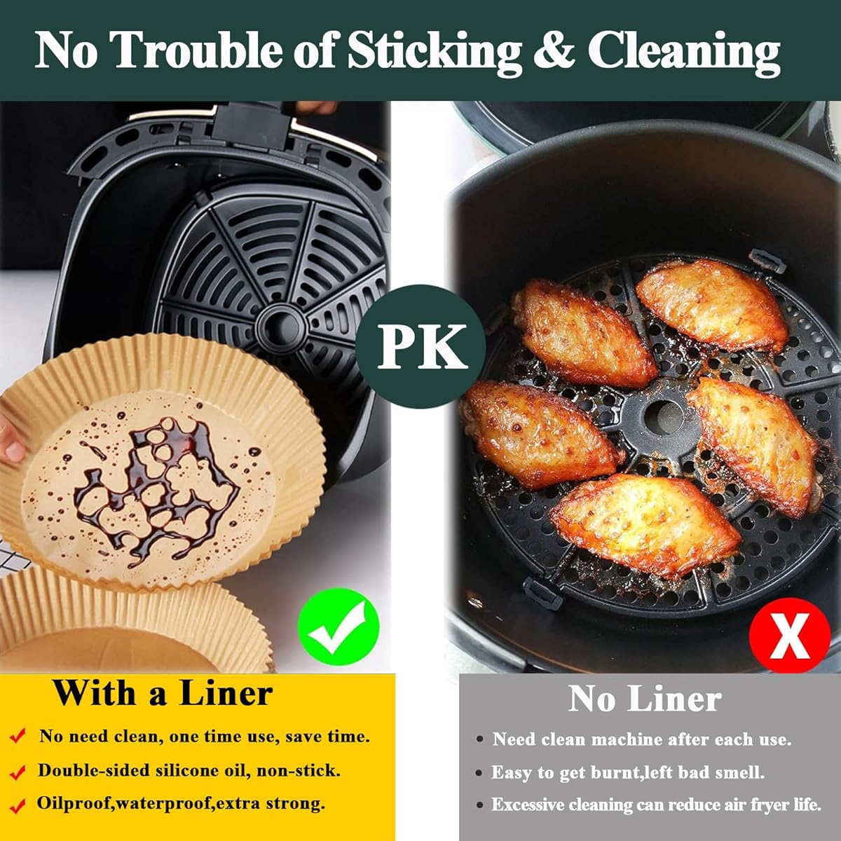 125pcs Disposable Air Fryer Liners - Non-Stick, Food Grade, 6.3" Round Parchment Paper for Baking, Roasting & Cooking - Perfect for Air Fryers, Ovens & Microwaves, Air Fryer Accessories, Baking Essentials, Round Liners, Nonstick Surface