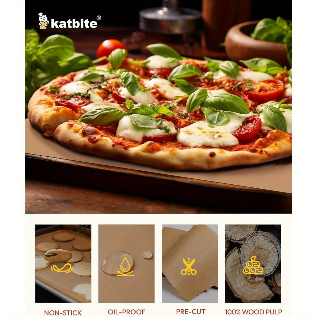 265-Sheet Katbite Heavy Duty Unbleached Baking Paper - Non-Stick, Oil Proof, Pre-Cut Large 10x15 Inch Sheets for Pizza, Bread, Cakes, Pastries, Dumplings - Perfect for Home & Professional Kitchens - Advanced Series, Steaming Cooking Wrap