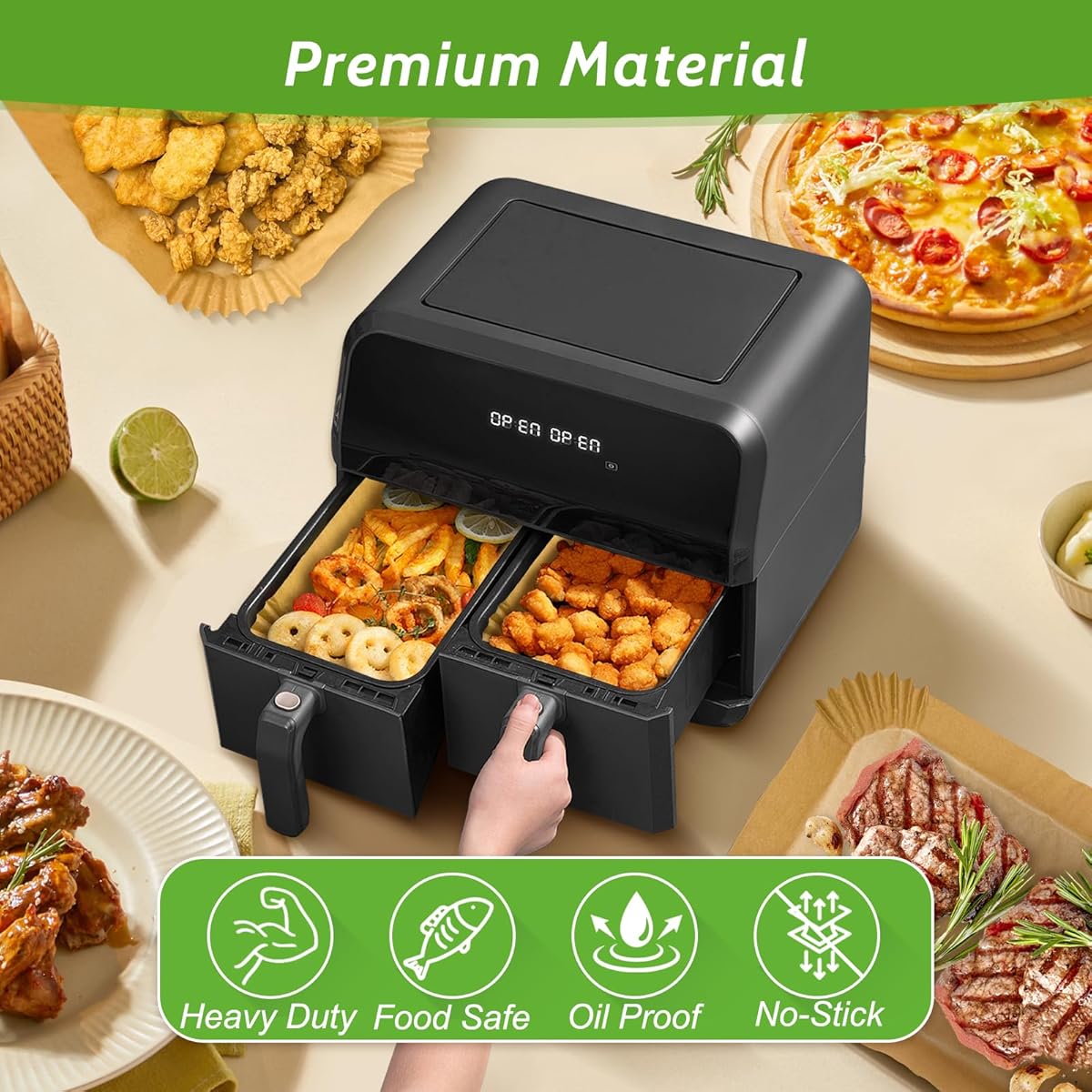 360pcs 8. 7" x 5. 5" Unbleached Heavy Duty Air Fryer Paper Liners Disposable, Non-Stick & Non-Leak Parchment Paper Liners for Airfryer Basket, Deep Fryer Parts & Accessories, Air Fryer Liners Non Stick, Air Fryer Butter Paper, Air Fryer Liners Large Size,