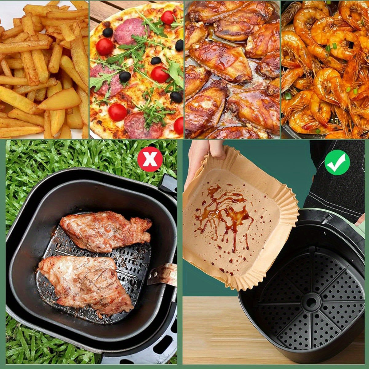 200pcs LYHOLKEER Air Fryer Liners Disposable - Ninja Crispi FN101GY/ST/Series Compatible, Heavy-Duty Parchment Paper with Non-Stick Surface, High Quality & Oil-Resistant, 428°F Heat-Resistant, BPA/PFA-Free, Individually Wrapped for Easy Use - Compatible