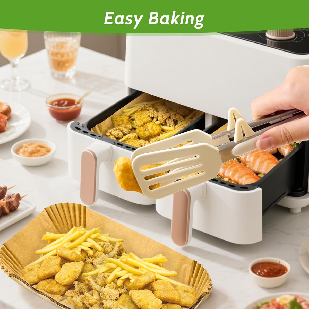 360pcs 8. 7" x 5. 5" Unbleached Heavy Duty Air Fryer Paper Liners Disposable, Non-Stick & Non-Leak Parchment Paper Liners for Airfryer Basket, Deep Fryer Parts & Accessories, Air Fryer Liners Non Stick, Air Fryer Butter Paper, Air Fryer Liners Large Size,