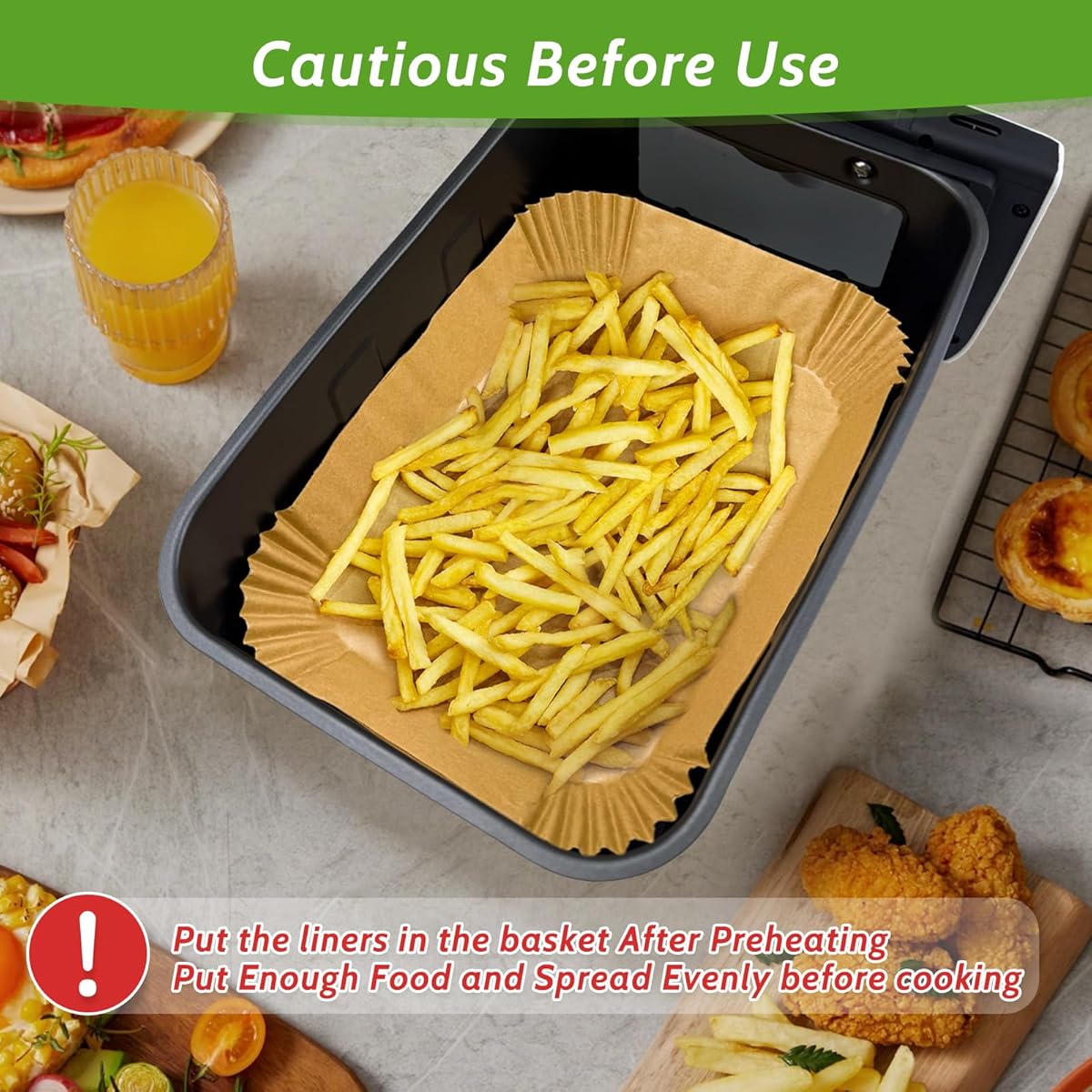 360pcs 8. 7" x 5. 5" Unbleached Heavy Duty Air Fryer Paper Liners Disposable, Non-Stick & Non-Leak Parchment Paper Liners for Airfryer Basket, Deep Fryer Parts & Accessories, Air Fryer Liners Non Stick, Air Fryer Butter Paper, Air Fryer Liners Large Size,