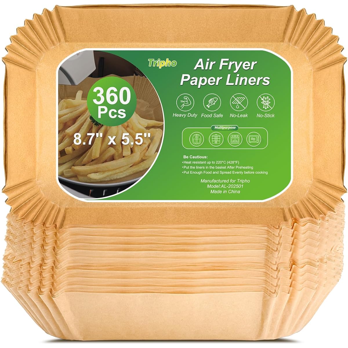 360pcs 8. 7" x 5. 5" Unbleached Heavy Duty Air Fryer Paper Liners Disposable, Non-Stick & Non-Leak Parchment Paper Liners for Airfryer Basket, Deep Fryer Parts & Accessories, Air Fryer Liners Non Stick, Air Fryer Butter Paper, Air Fryer Liners Large Size,